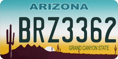 AZ license plate BRZ3362