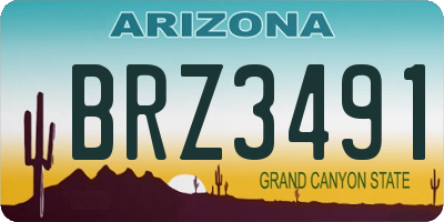 AZ license plate BRZ3491