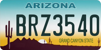 AZ license plate BRZ3540