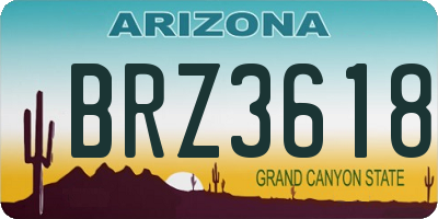 AZ license plate BRZ3618