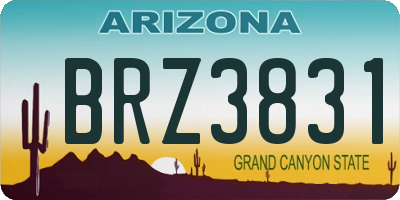 AZ license plate BRZ3831
