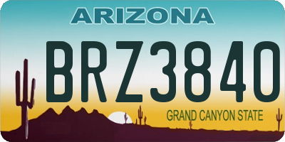 AZ license plate BRZ3840