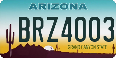 AZ license plate BRZ4003