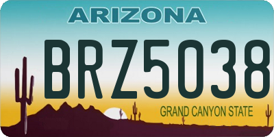 AZ license plate BRZ5038