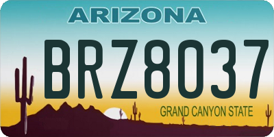 AZ license plate BRZ8037