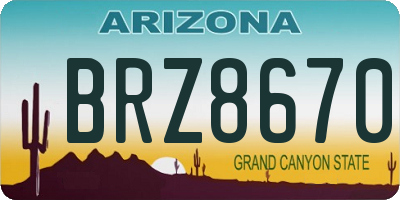 AZ license plate BRZ8670