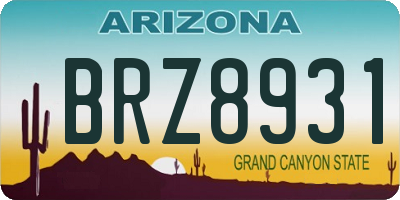 AZ license plate BRZ8931