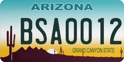 AZ license plate BSA0012