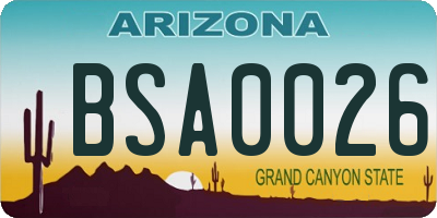 AZ license plate BSA0026
