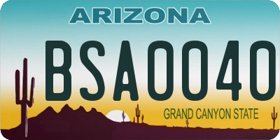 AZ license plate BSA0040