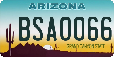 AZ license plate BSA0066