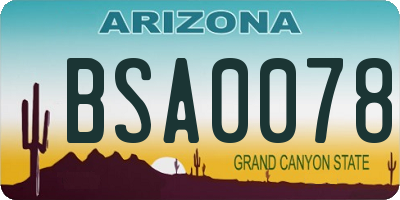 AZ license plate BSA0078