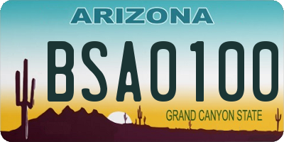 AZ license plate BSA0100