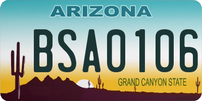 AZ license plate BSA0106