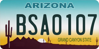 AZ license plate BSA0107