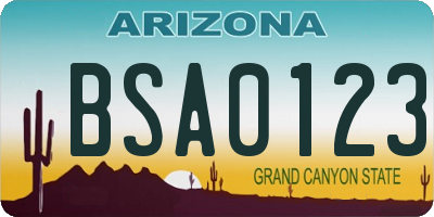 AZ license plate BSA0123