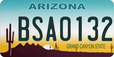 AZ license plate BSA0132