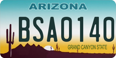 AZ license plate BSA0140