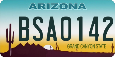 AZ license plate BSA0142