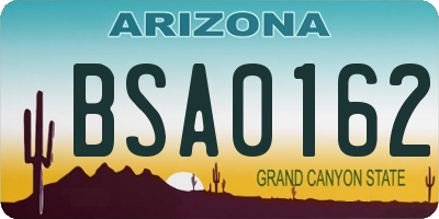 AZ license plate BSA0162