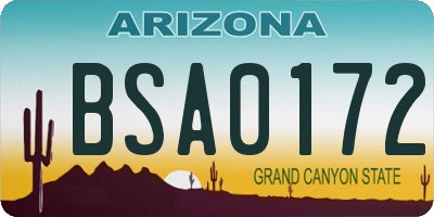 AZ license plate BSA0172
