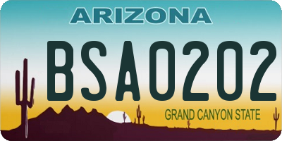 AZ license plate BSA0202
