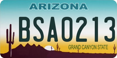 AZ license plate BSA0213