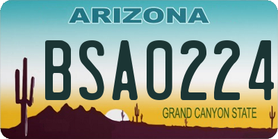 AZ license plate BSA0224