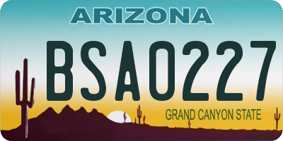 AZ license plate BSA0227