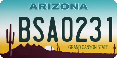 AZ license plate BSA0231