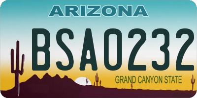 AZ license plate BSA0232