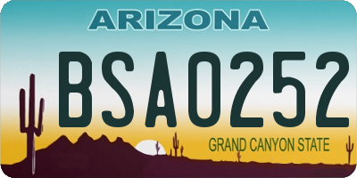 AZ license plate BSA0252