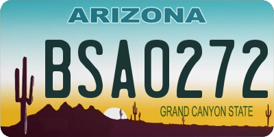 AZ license plate BSA0272