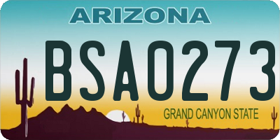 AZ license plate BSA0273