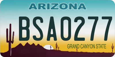 AZ license plate BSA0277
