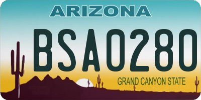 AZ license plate BSA0280