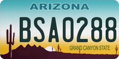 AZ license plate BSA0288