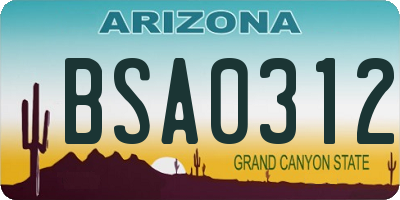 AZ license plate BSA0312