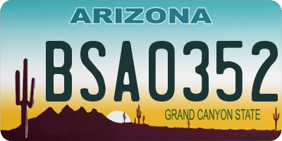 AZ license plate BSA0352