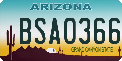 AZ license plate BSA0366