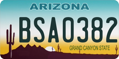 AZ license plate BSA0382