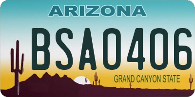 AZ license plate BSA0406