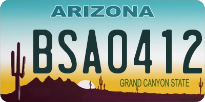 AZ license plate BSA0412