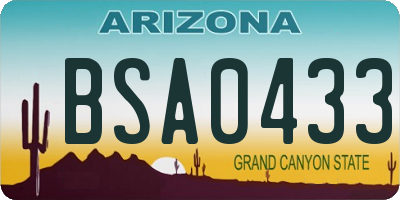 AZ license plate BSA0433