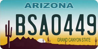 AZ license plate BSA0449