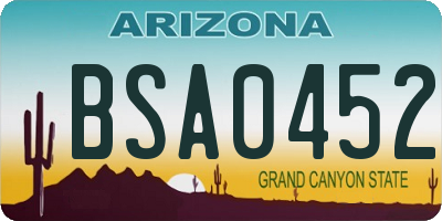 AZ license plate BSA0452