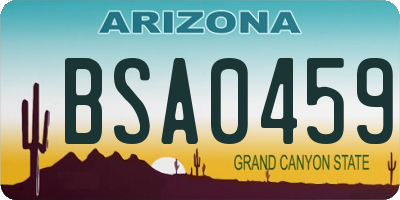 AZ license plate BSA0459