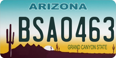 AZ license plate BSA0463