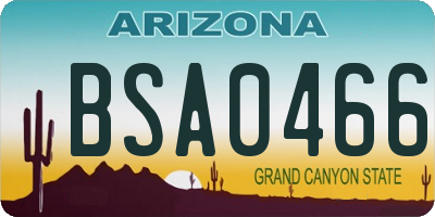 AZ license plate BSA0466