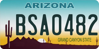 AZ license plate BSA0482